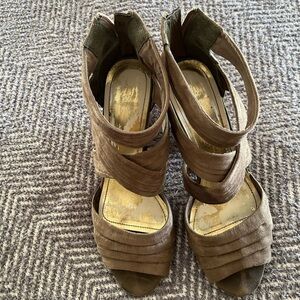 H&M Taupe Faux Suede Strappy Heels